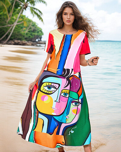 Royalfashion Dámské šaty se vzorovaným potiskem