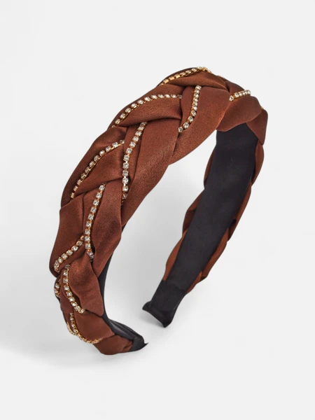 Royalfashion Čelenka do vlasů s pletením v copu zdobená zirkony