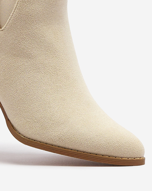 Жіночі ботильйони на низькій шпильці кольору екрю Xizia - Взуття