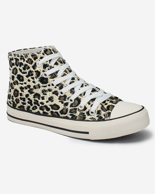 Royalfashion Жіночі бежево-коричневі високі кеди з модним малюнком Jungle Jive