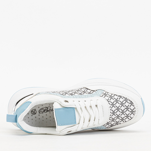 Білі жіночі кросівки з блакитними вставками Weniso