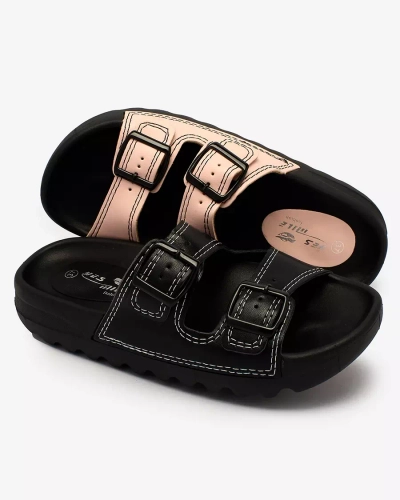 Royalfashion Růžové dámské žabky s přezkami Kallov