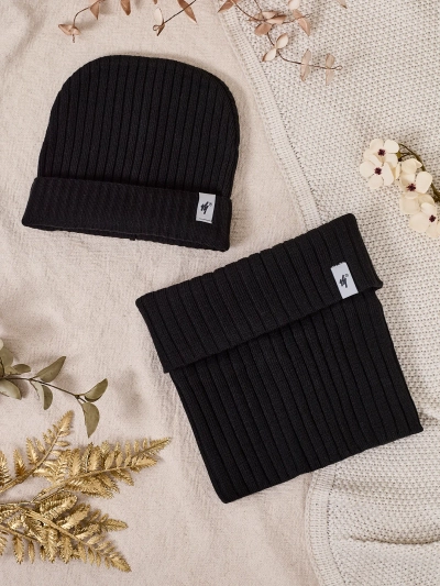 RoyalFashion Universal Winter Set - бобровая шапка з трубчастим шарфом