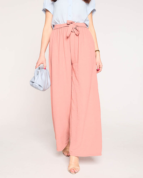 Широкі жіночі рожеві штани палаццо - Одяг