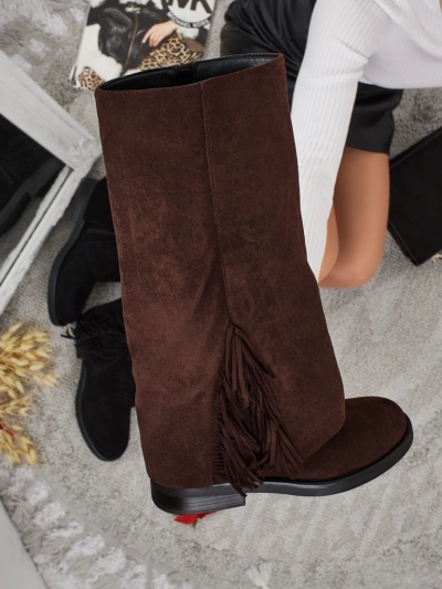 Dámské kozačky eko semišové se svrškem Ismara