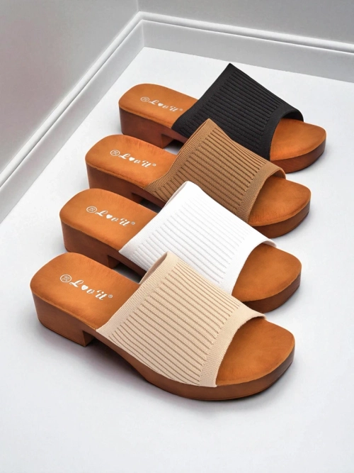 Royalfashion Жіночі шльопанці на низькому підборі Ribbed Grace