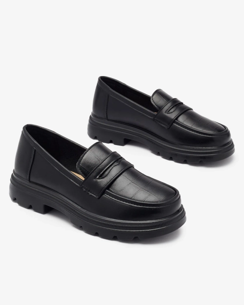 Жіночі мокасини з екошкіри чорного кольору Raffiv- Footwear