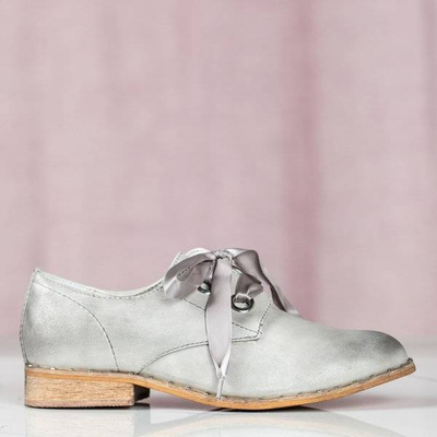 OUTLET Šedé boty se stuhou Zina - Obuv