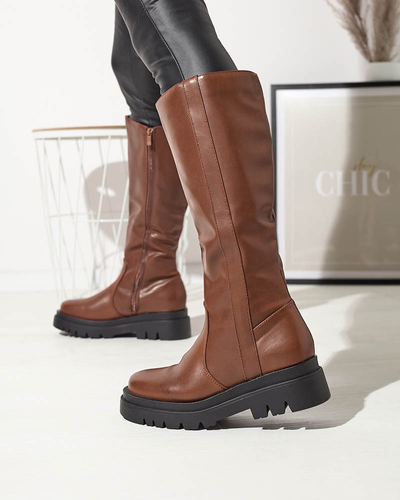 Жіночі ботфорти з екошкіри під верблюда Roterika - Взуття