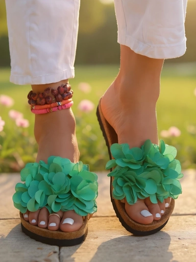 Royalfashion Dámské žabky s kytičkami Flora Soft