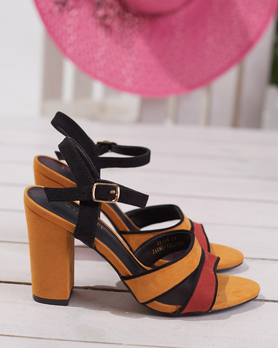 Dámské sandály na sloupku z hořčice Hromm- Obuv