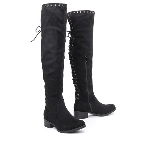 Czarne kozaki z futerkiem Judith- Obuwie