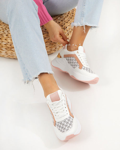 Білі жіночі кросівки з рожевими вставками Weniso