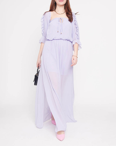 Dámské fialové španělské maxi šaty - Oblečení