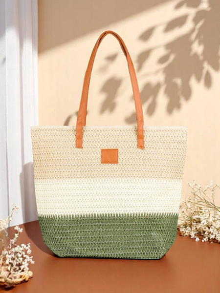 Royalfashion Velká slaměná dámská taška s výraznými pruhy