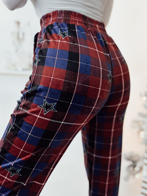 Royalfashion Жіночі велюрові штани в клітинку червоного кольору