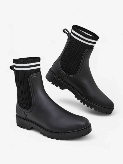 Royalfashion Жіночі дощові чоботи з вищим текстильним вставкою Scarlesa