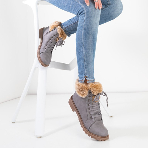 Сірі жіночі черевики з хутром Zonevka - Взуття