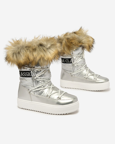 Royalfashion Stříbrné nazouvací boty a'la snow boots for women Gomllo