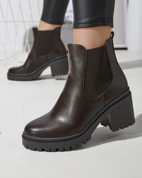 OUTLET Темно-коричневі жіночі черевики на стійці Foccillo- Footwear