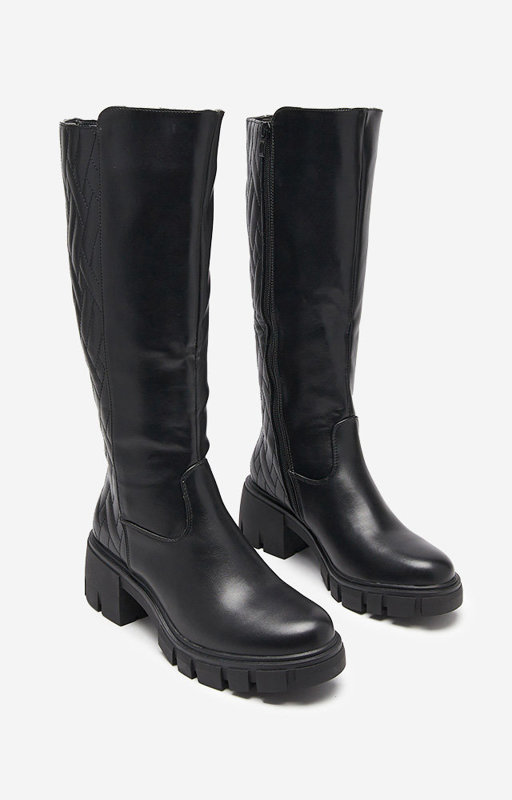 Radisha černé dámské kozačky do půli lýtek - Obuv