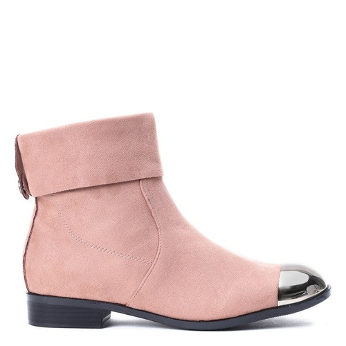 Różowe sztyblety z metalicznym noskiem Yoon- Obuwie