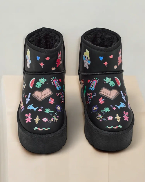 Роялфашн Короткe снігові чоботи з наклейками Hanaga для жінок