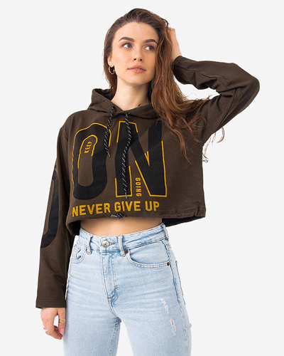 Tmavě zelený dámský top s kapucí - Oblečení