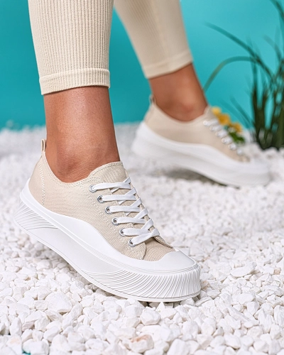 Royalfashion Бежеві спортивні кросівки на платформі Luceri