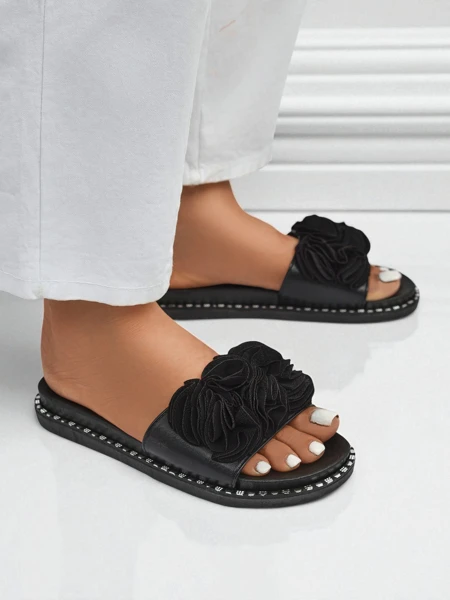 Royalfashion Dámské pantofle s plochou podrážkou Flora Verde