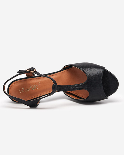 Блискучі чорні жіночі босоніжки на постінці Lonad - Взуття