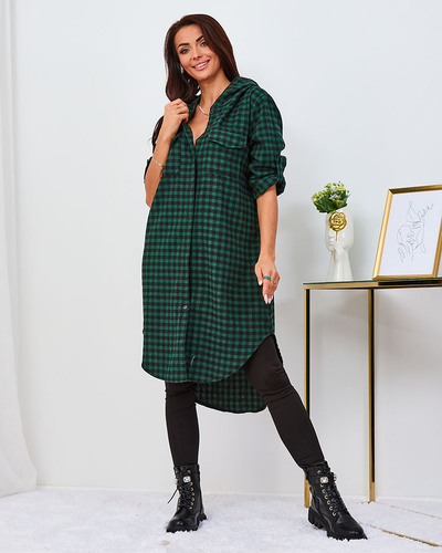 Royalfashion Zelené dámské kostkované šaty