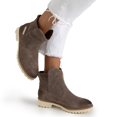 Světle šedé dámské boty s plochým podpatkem Judetta - Boty