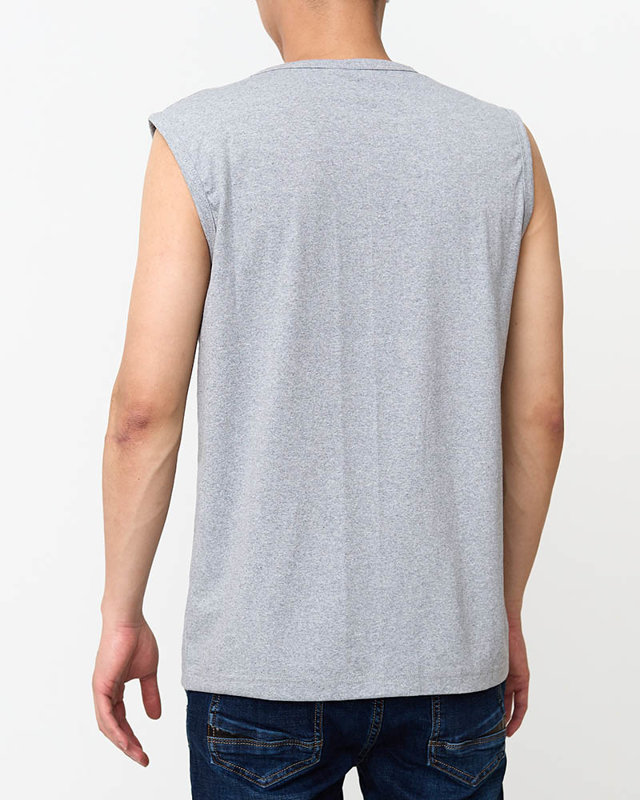 Pánské šedé tričko bez rukávů - Oblečení