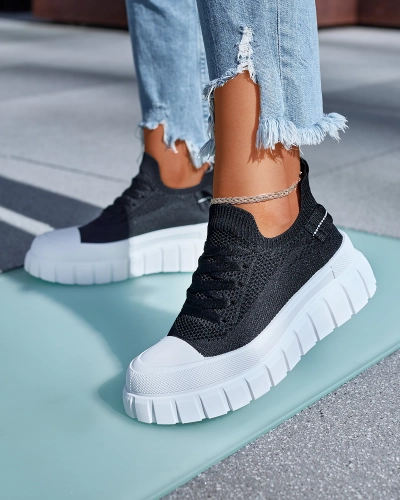 Černé dámské tenisky na platformě Feksid- Obuv