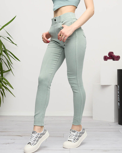 Dámské zelené treggings- Oblečení