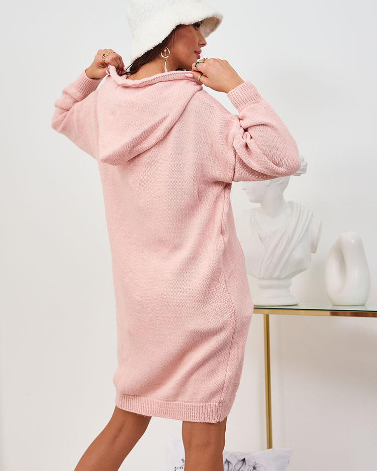 Royalfashion Světle růžové dámské svetrové šaty