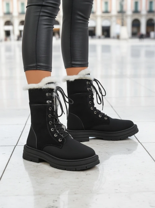 Royalfashion Жіночі чоботи на щиколотці з хутром Nasaha