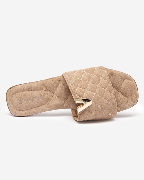 Жіночі світло-коричневі тапочки з декором Holise - Взуття