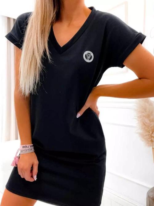 Жіноча сукня Royalfashion чорна з нашивкою