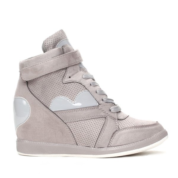 Szare sneakersy na koturnie - Obuwie