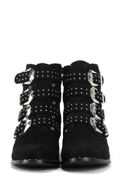 Botki zamszowe na słupku - Obuwie