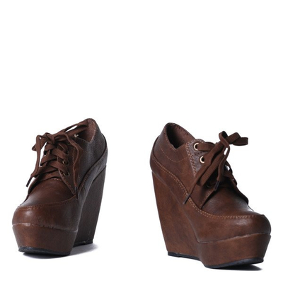 Półbuty na koturnie w kolorze khaki - Obuwie