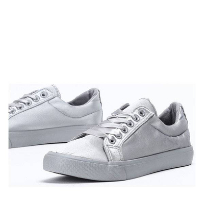 OUTLET Šedé tenisky svázané stuhou Natalienn - obuv