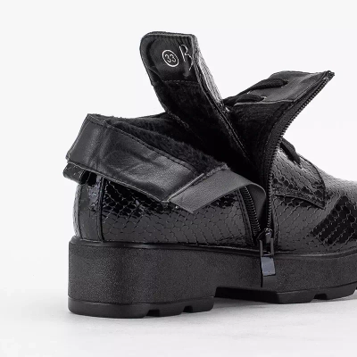 OUTLET Чорні дитячі чоботи з тисненням і палітуркою Alamai - Взуття