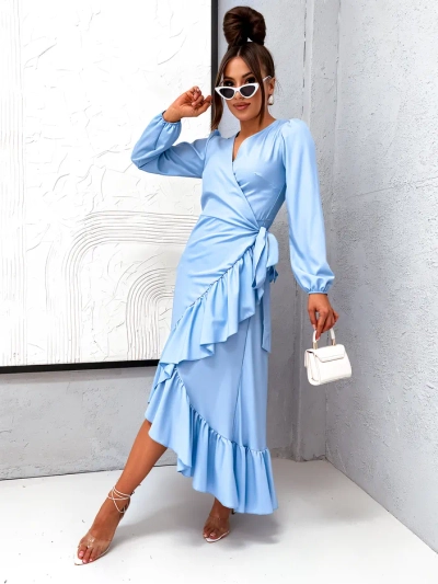 Royalfashion Společenské midi šaty pro ženy se volány