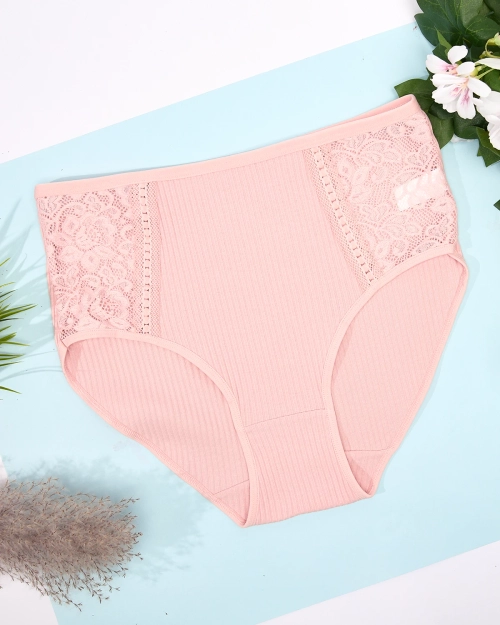 Жіночі трусики в рубчик рожевого кольору PLUS SIZE - Нижня білизна