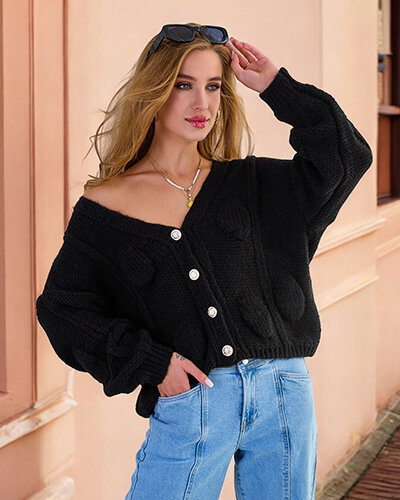Royalfashion Dámský pletený svetr s knoflíky