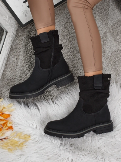 Vyšší dámské eko semišové kotníkové boty Liora