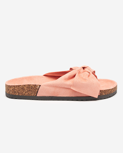 Różowe klapki z kokardką Montiana - Obuwie